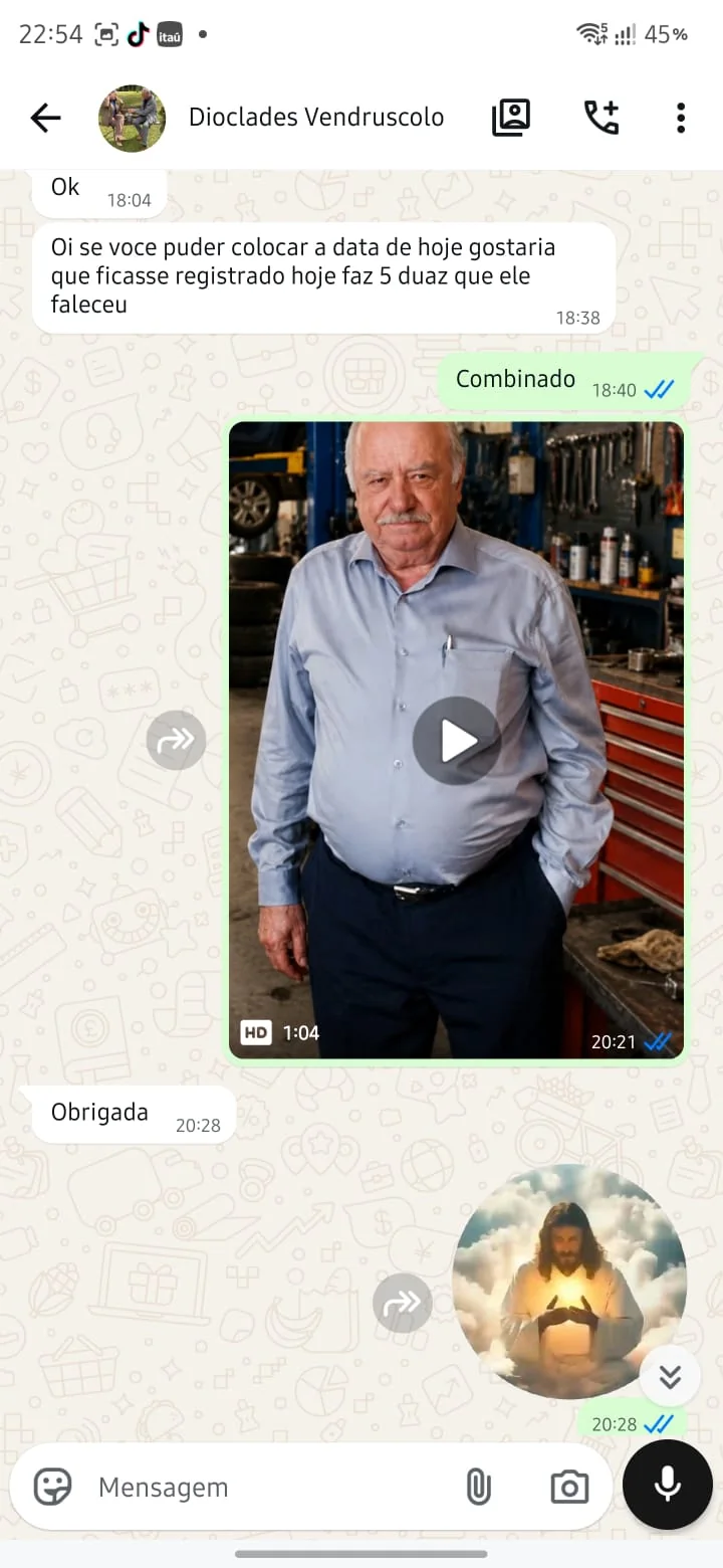 Cliente recebeu o vídeo personalizado e agradeceu